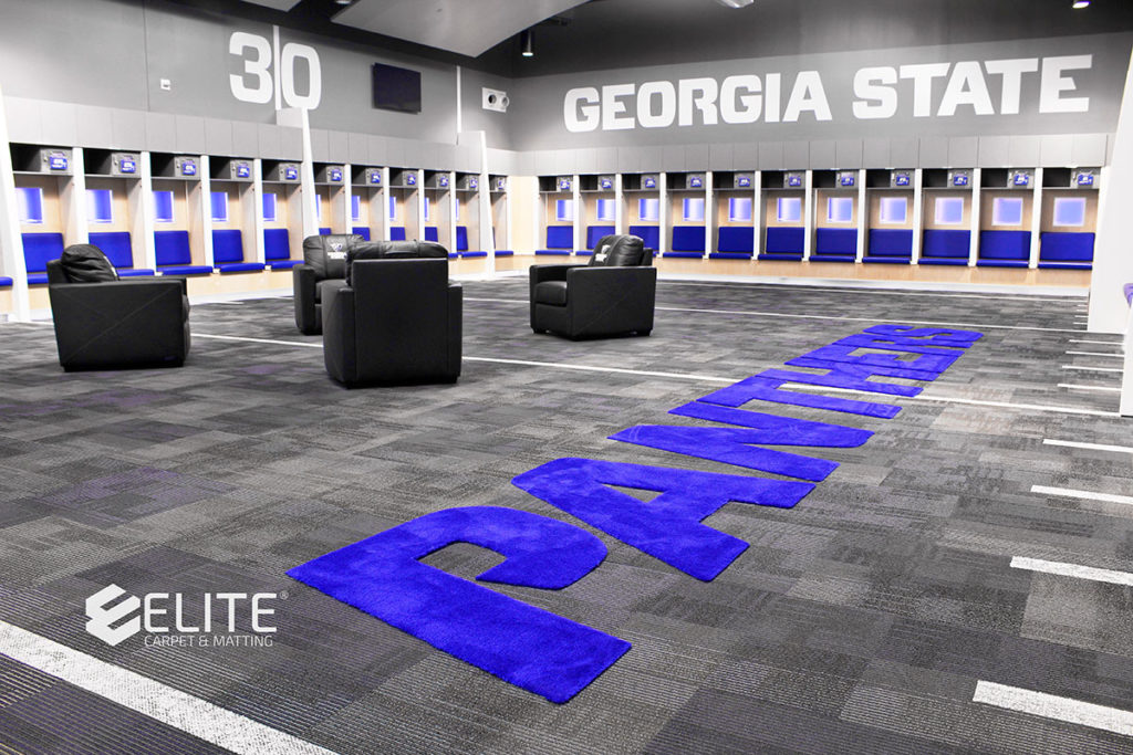 Georgia State University Football Custom Locker Room Flooring by Elite Carpet & Matting Company