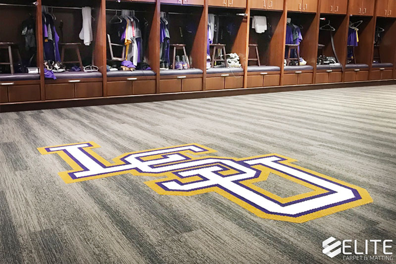 Louisiana State University Baseball Locker Room Flooring by Elite Carpet & Matting Company